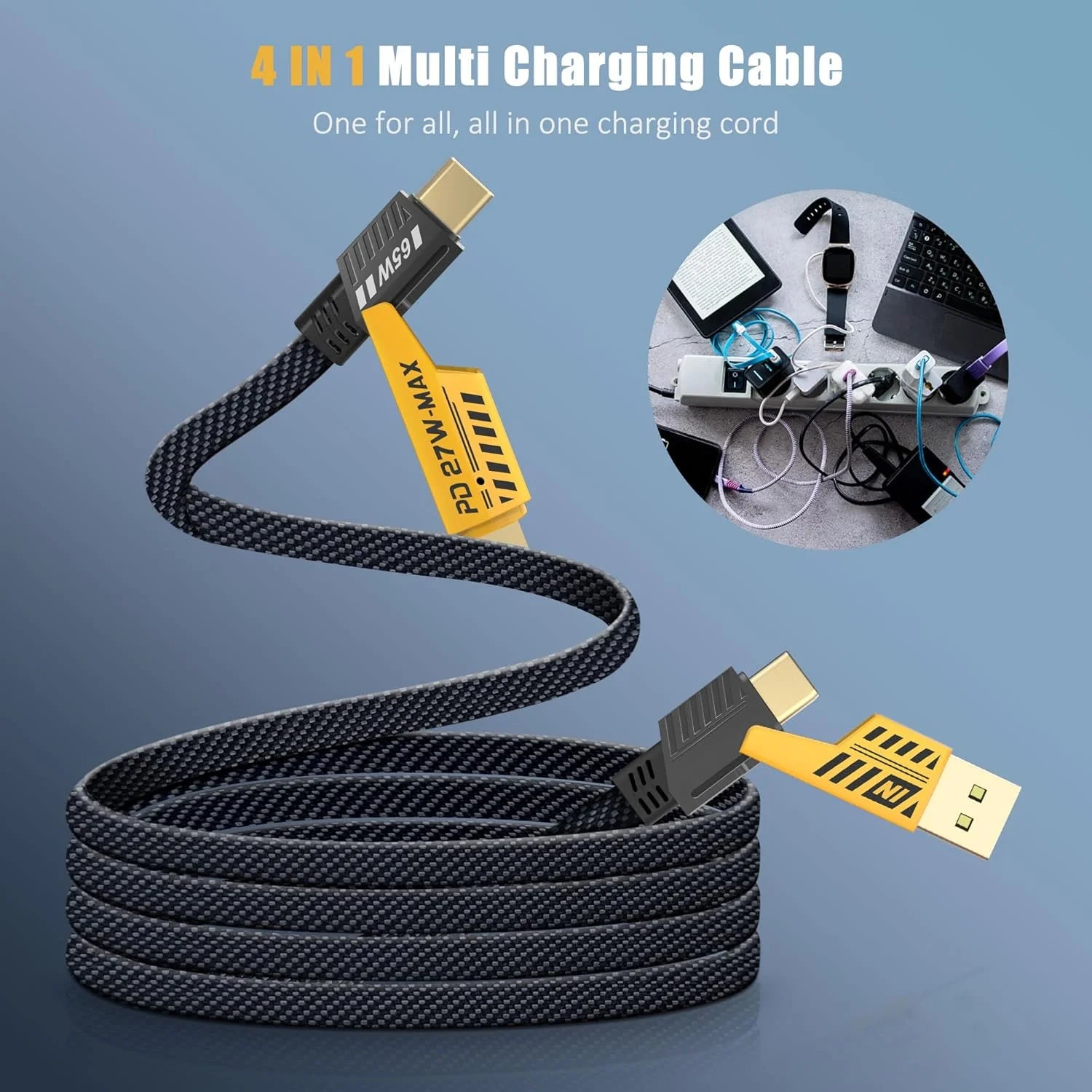 4-in-1 Multi USB PD Fast Charging Cable – Type-C to C, C to Lightning, USB to C, USB to Lightning